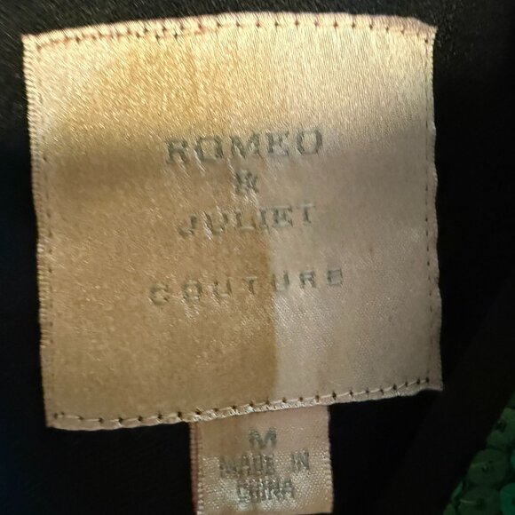 Romeo & Juliet Couture Green Sequin Short Sleeve Blouse - Lined - Medium - Picture 3 of 3